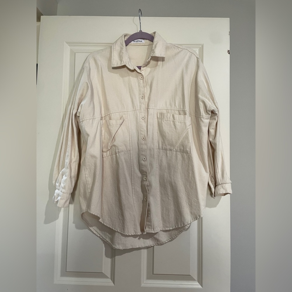 Cream Canvas Button-down Shirt - size M